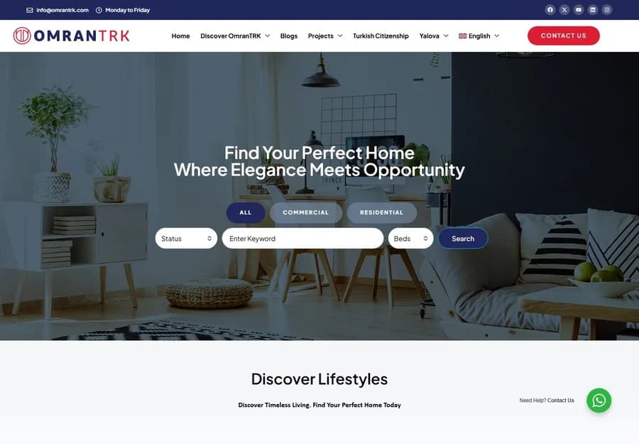 OmranTrk، منصة عقارات واستثمار